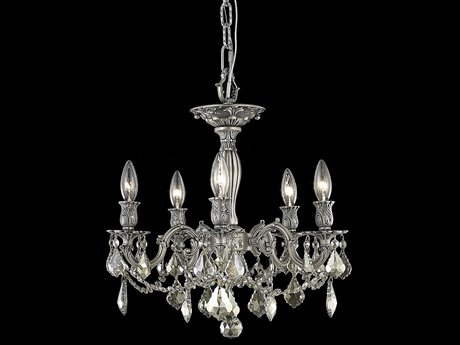 Elegant Lighting Rosalia Pewter Gold Crystal Semi Flush Mount