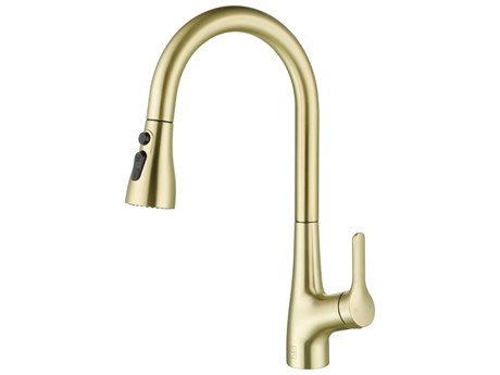 Elegant Lighting Andrea Brushed Gold Pull Down Sprayer Kitchen Faucet