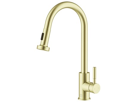 Elegant Lighting Sem Brushed Gold Pull Down Sprayer Kitchen Faucet