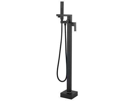Elegant Lighting Henry Matte Black Floor Mounted Roman Tub Faucet with Handshower