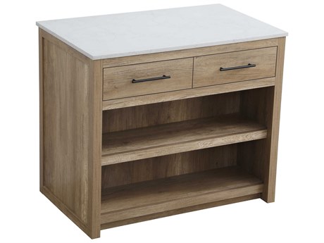 Elegant Lighting Osman Marble Natural Oak Kitchen Island
