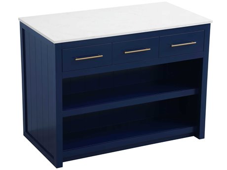 Elegant Lighting Porter Marble Blue Kitchen Island