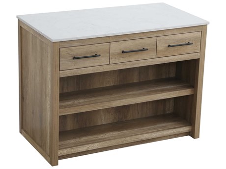 Elegant Lighting Porter Marble Natural Oak Kitchen Island