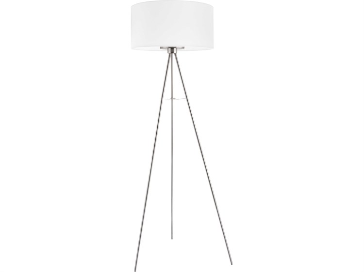 Eglo Fondachelli Matte Nickel White Fabric Floor Lamp