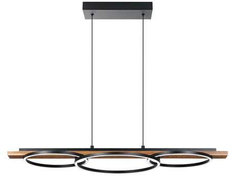 Eglo Boyal 3-Light Brushed Pine Wood Black Geometric Island Pendant