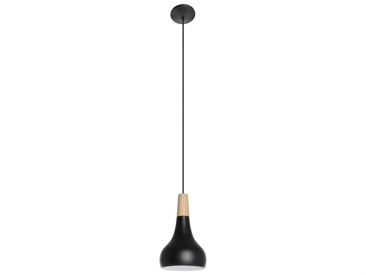 Eglo Sabinar 1-Light Structured Black Shinny White Bell Mini Pendant