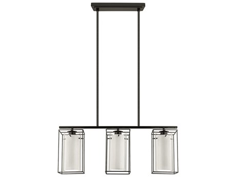 Eglo Lombes 3-Light Structured Black Geometric Island Pendant