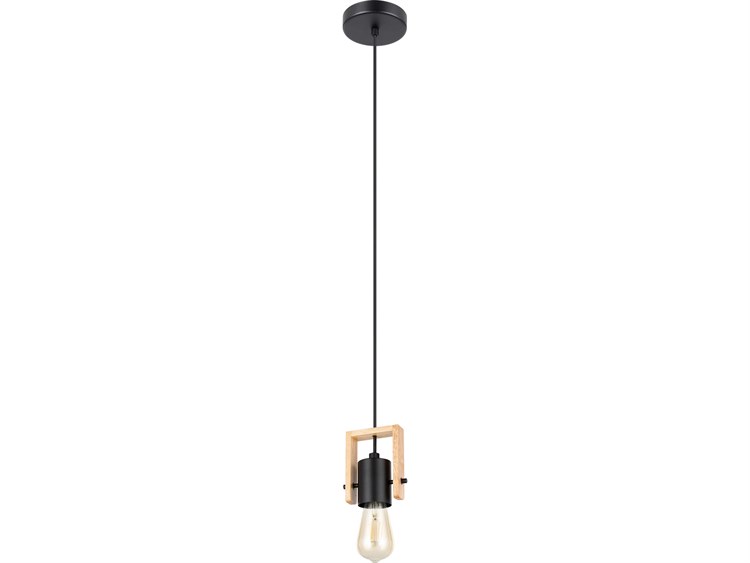 Eglo Plimsoll 1-Light Black Wood Mini Pendant