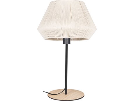 Eglo Lanier Black Cream Textile Thread Off White Table Lamp