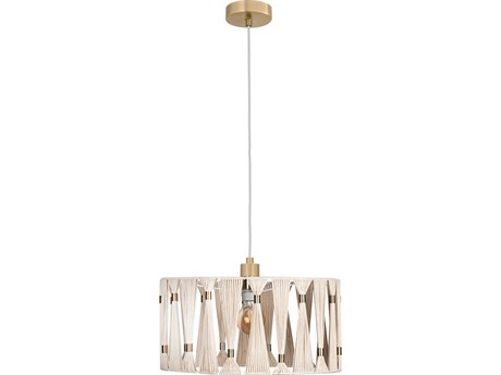Eglo Macclenny 1-Light Brushed Brass Drum Pendant
