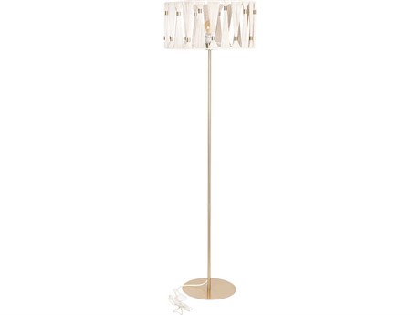 Eglo Macclenny Brushed Brass Beige Textile Thread Floor Lamp
