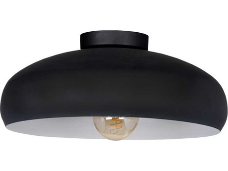 Eglo Mogano 1-Light Black White Dome Flush Mount