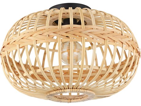 Eglo Amsfield 1-Light Black Brown Flush Mount