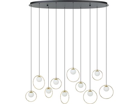 Eglo Portocolom 10-Light Black Shinny Brass Island Pendant