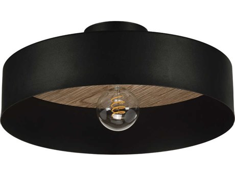 Eglo Duaia 1-Light Black Round Semi Flush Mount