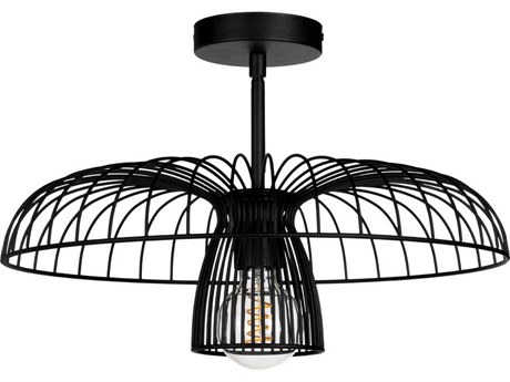 Eglo Champerico 1-Light Black Semi Flush Mount