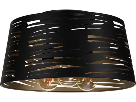 Eglo Akers Mill 3-Light Black Semi Flush Mount