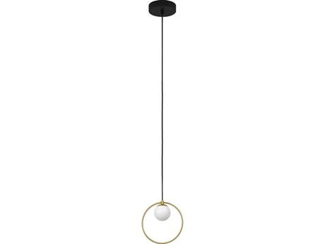 Eglo Portocolom 1-Light Black Shiny Brass Globe Round Mini Pendant