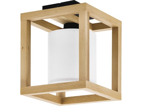 Eglo Granados 1-Light Black Beech Wood Semi Flush Mount