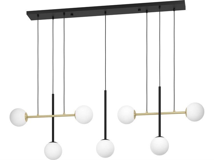 Eglo Paz 7-Light Black Brushed Gold Globe Island Pendant