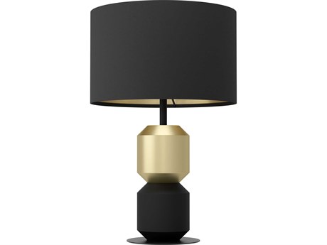 Eglo Laurignano Black Brushed Brass Fabric Foil Table Lamp