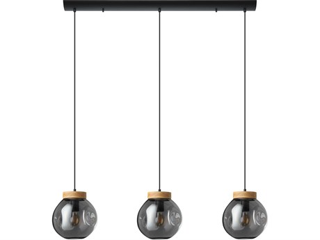 Eglo Magacela 3-Light Black Light Wood Island Pendant