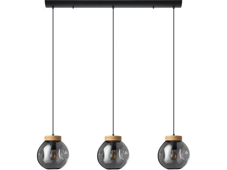 Eglo Magacela 3-Light Black Light Wood Island Pendant