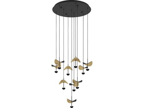 Eglo Dracera Black Gold Leaf Geometric Pendant
