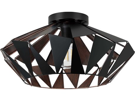 Eglo Carlton 1-Light Black Copper Geometric Flush Mount