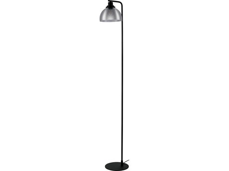 Eglo Belser Black Metallic Smoked Glass Floor Lamp