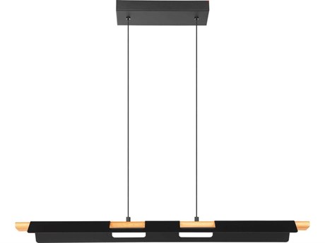 Eglo Ermua 1-Light Black Wood Linear Island Pendant