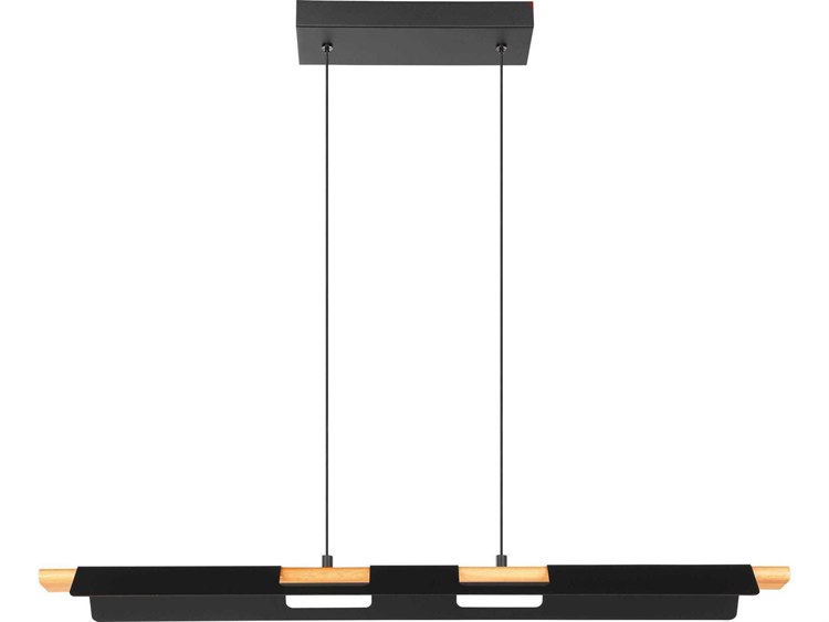 Eglo Ermua 1-Light Black Wood Linear Island Pendant