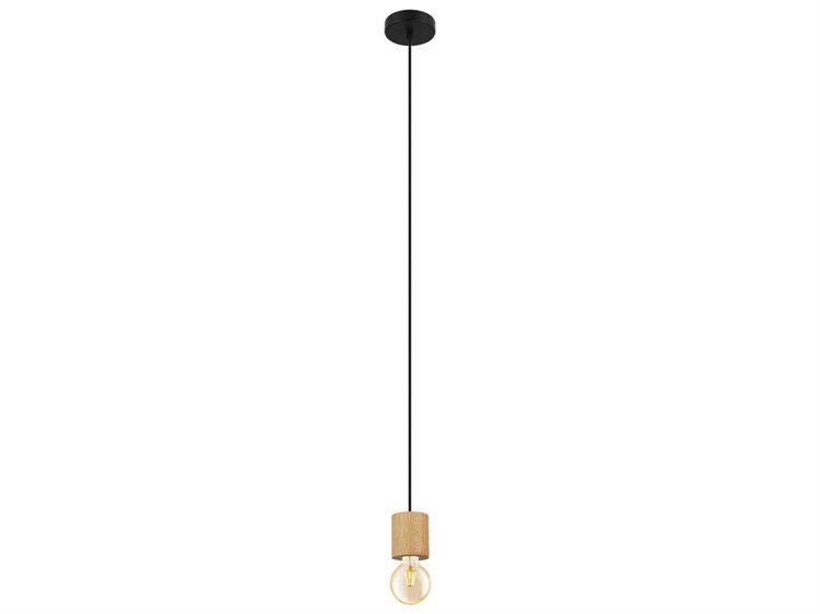 Eglo Turialdo 1-Light Black Natural Wood Mini Pendant