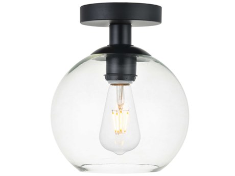 Elegant Lighting Baxter 1-Light Black Glass Globe Semi Flush Mount