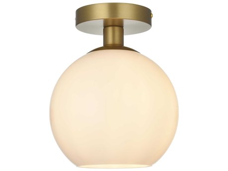 Elegant Lighting Baxter 1-Light Satin Gold Globe Semi Flush Mount