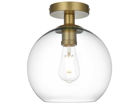 Elegant Lighting Baxter 1-Light Satin Gold Globe Semi Flush Mount