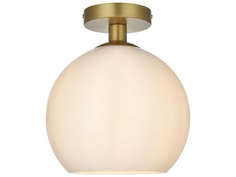 Elegant Lighting Baxter 1-Light Satin Gold Globe Semi Flush Mount