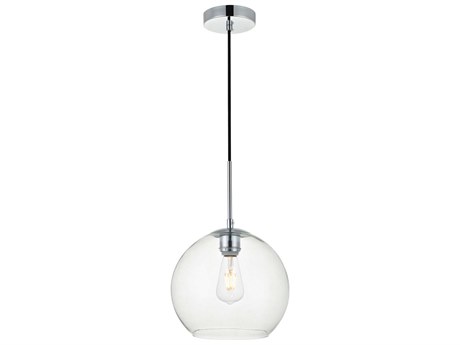 Elegant Lighting Baxter 1-Light Chrome Glass Globe Mini Pendant