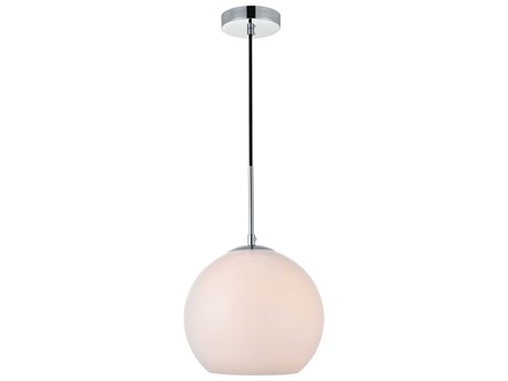 Elegant Lighting Baxter 1-Light Chrome And Frosted White Glass Globe Mini Pendant