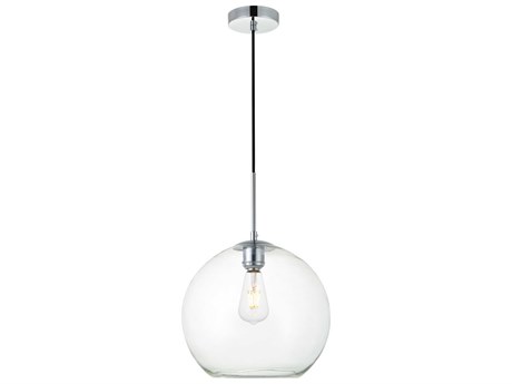 Elegant Lighting Baxter 1-Light Chrome And Clear Glass Globe Mini Pendant