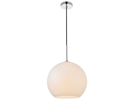 Elegant Lighting Baxter 1-Light Chrome And Frosted White Glass Globe Mini Pendant