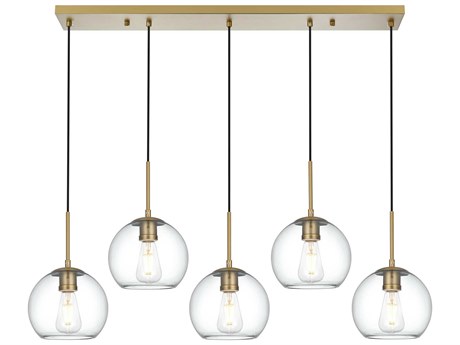 Elegant Lighting Baxter 5-Light Satin Gold Globe Island Pendant