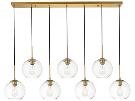 Elegant Lighting Baxter 7-Light Brass And Clear Glass Globe Island Pendant