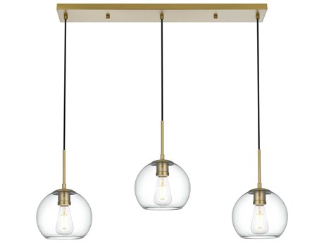 Elegant Lighting Baxter 3-Light Satin Gold Globe Island Pendant