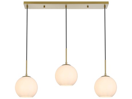 Elegant Lighting Baxter 3-Light Satin Gold Globe Island Pendant
