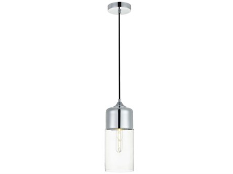 Elegant Lighting Ashwell 1-Light Chrome Glass Cylinder Mini Pendant