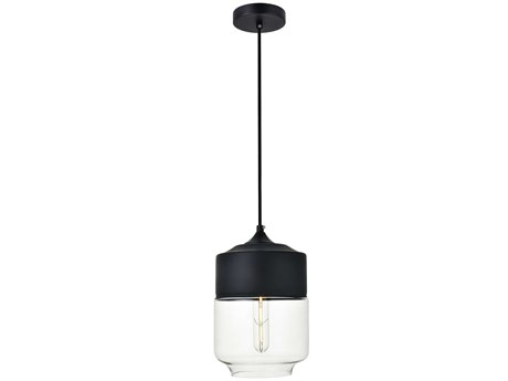 Elegant Lighting Ashwell 1-Light Black Glass Mini Pendant