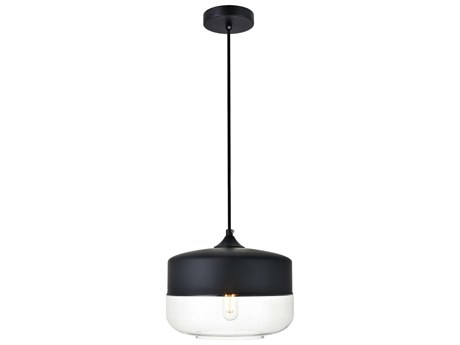 Elegant Lighting Ashwell 1-Light Black Glass Mini Pendant