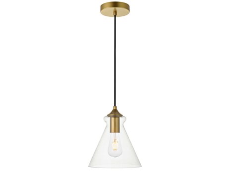 Elegant Lighting Destry 1-Light Brass Glass Mini Pendant