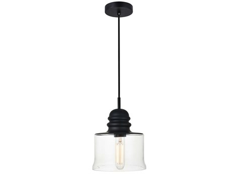 Elegant Lighting Kenna 1-Light Black Glass Mini Pendant